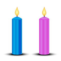 Vector illustration of colorful burning candles.
