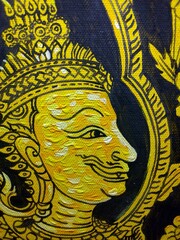 Art painting Thai kranok pattern  face   Ancient Thailand