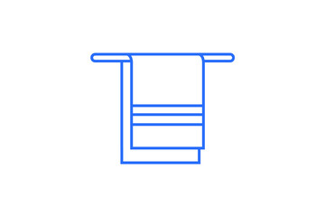 Isolated Geometric towel illustration in flat style design. Vector illustration. Duotone blue flat icon.