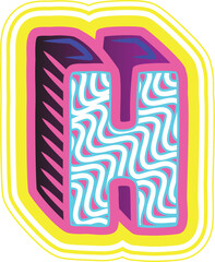 Wavy Pink & Blue Retrowave Letter "H"