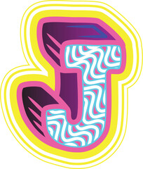 Wavy Pink & Blue Retrowave Letter "J"