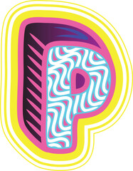 Wavy Pink & Blue Retrowave Letter "P"