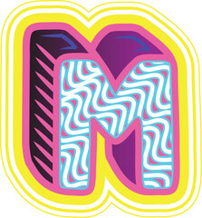 Wavy Pink & Blue Retrowave Letter "M"