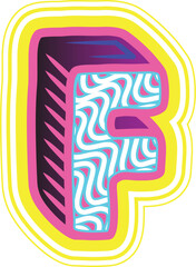 Wavy Pink & Blue Retrowave Letter "F"