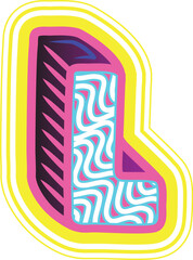 Wavy Pink & Blue Retrowave Letter "L"