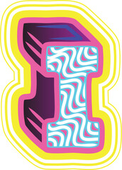 Wavy Pink & Blue Retrowave Letter "I"