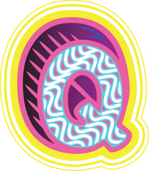 Wavy Pink & Blue Retrowave Letter "Q"