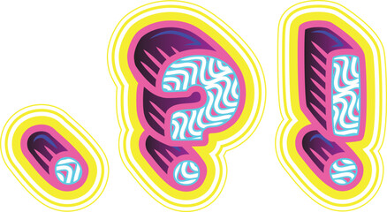 Wavy Pink & Blue Retrowave Punctuation Marks