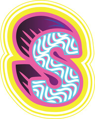 Wavy Pink & Blue Retrowave Letter "S"
