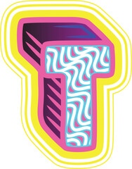 Wavy Pink & Blue Retrowave Letter "T"