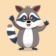 Waving raccoon cartoon