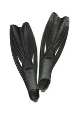 Cutout of isolated black diving fins with the transparent png	