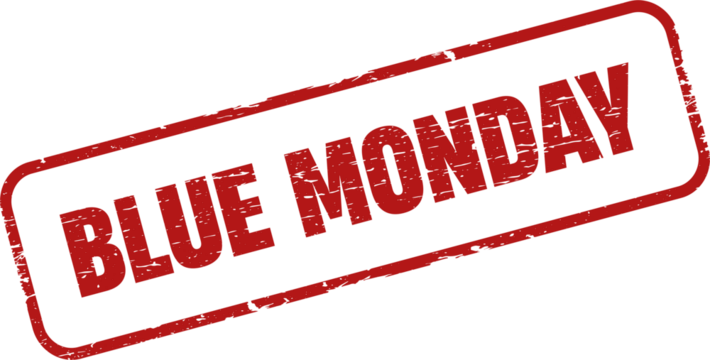 Blue Monday square grunge stamp