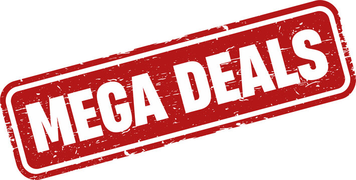 Mega Deals square grunge stamp - Powered by Adobe