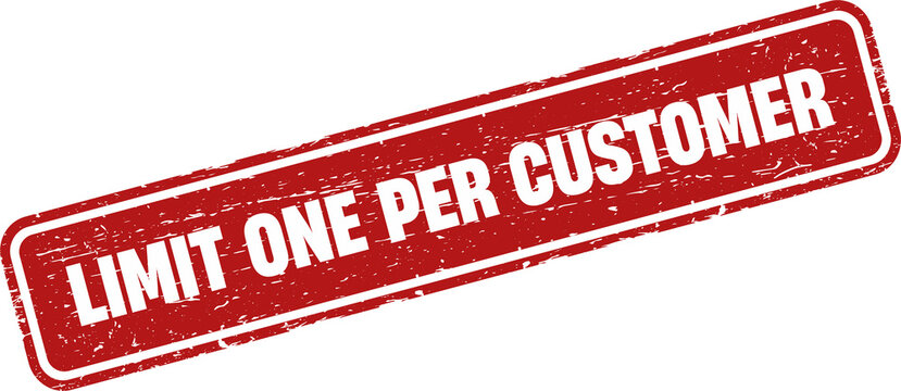 Limit one per customer square grunge stamp