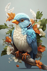 Colourfull realistic bird image.generated with ai