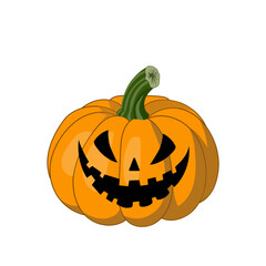 Pumpkin smile on white background,symbol of Halloween holiday, vector illustration.