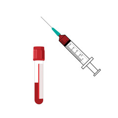 A needle with blood drawing to place in a tube for testing in the laboratory.
