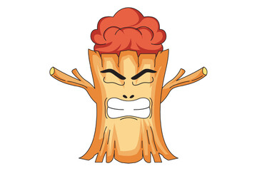 Cute Wood Character Design Illustration