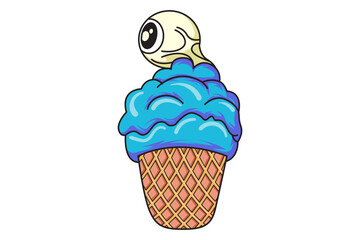 Scary Ice Cream Character Illustration