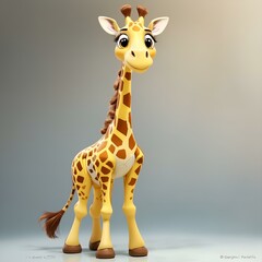 Fototapeta premium giraffe, animal, cartoon, zoo, mammal, vector, safari, illustration, wild, neck, wildlife, baby, 