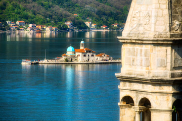 The Artificial Islet of Our Lady of the Rocks in the Bay of Kotor at Perast in Montenegro