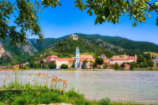 The Beautiful Village of D&uuml;rnstein on the River Danube in Austria, Dominated by the Abbey Church