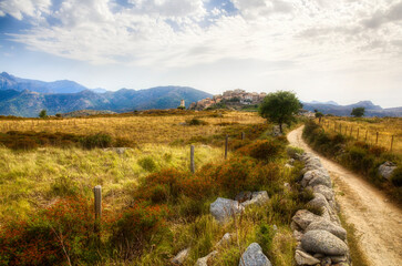 Afternoon at the Beautiful Medieval Village of Sant’Antonio on a Hilltop in the Balagne Region on...