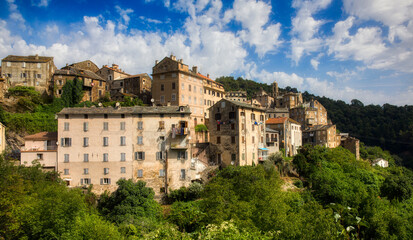 Fototapeta na wymiar View of the Beautiful Village of Vescovato, Corsica