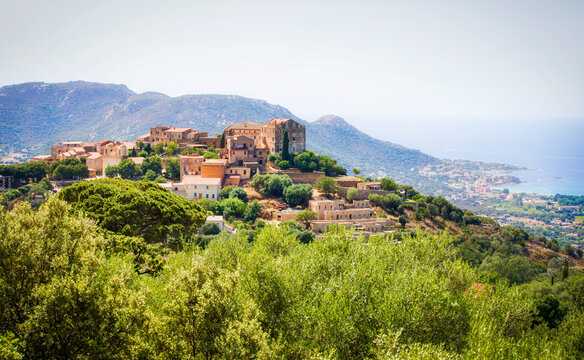 The Beautiful Village of Pigna in the Balgane Region on Haute-Corse, Corsica, France