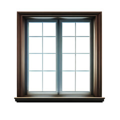 Realistic Detailed  Wooden & Metal Window Frame with White glass on a Transparent Background