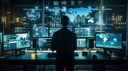focused cybersecurity expert monitoring network operations center, cyber awareness training
