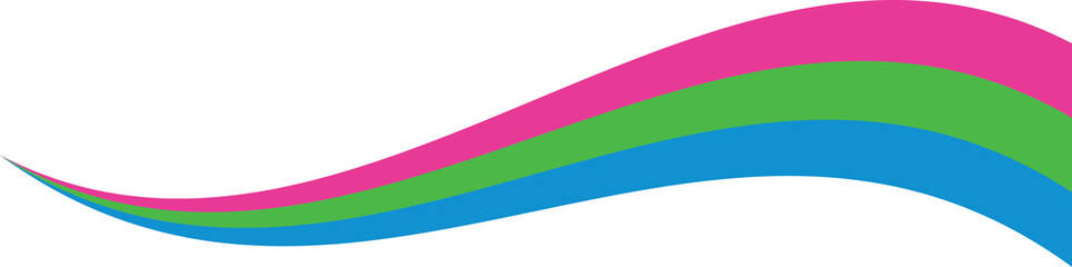 Pink, green, and blue colored wave border, as the colors of the polysexual flag. LGBTQI concept. Flat design illustration.	