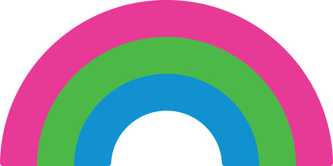 Pink, green, and blue colored rainbow icon, as the colors of the polysexual flag. LGBTQI concept. Flat design illustration.	