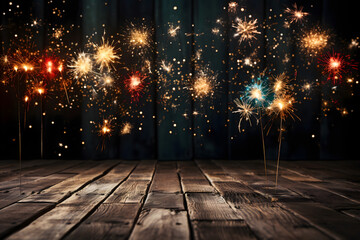 background with fireworks, silvester party new year, firework background banner - obrazy, fototapety, plakaty