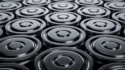 Close-up of EV Battery Cells for Automotive Industry. Lithium-ion High-voltage Battery for Electric...