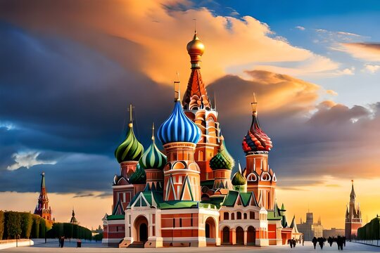 view of St. Basil s Cathedral , russia
