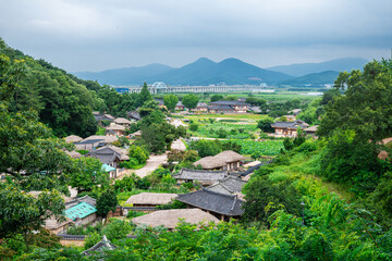  views of traditional yangdong village in gyeongju, south korea - obrazy, fototapety, plakaty