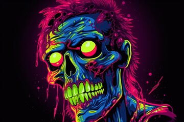 Zombie neon icon