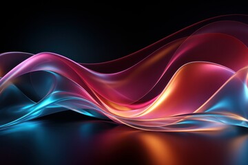 color sequences motion graphics of luminous light waves in the dark background - obrazy, fototapety, plakaty