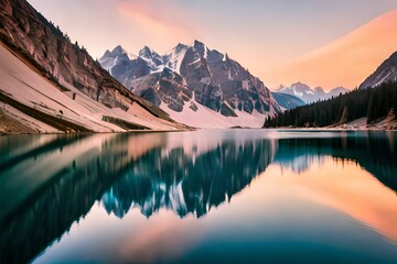 natures beauty reflected in tranquil mountain waters