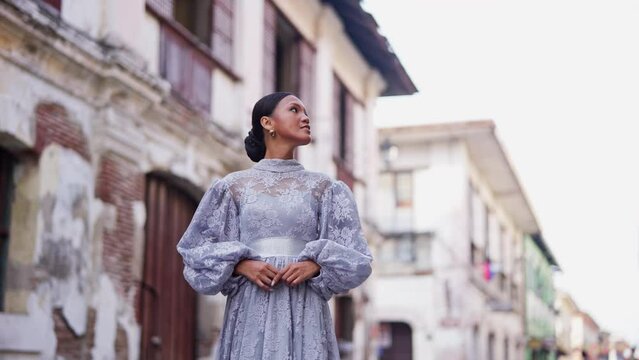 Lady Standing At Calle Crisologo In Vigan