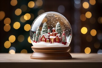 Fototapeta na wymiar Christmas glass ball on table and Christmas background decor