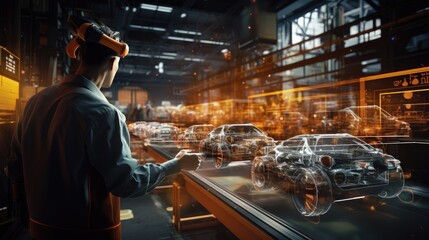 Engineer connected workspace, AI progress and innovative solutions and smart factories, future of manufacturing, 3D production, efficiency and safety, Generative AI.