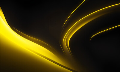 Minimal geometric background. yellow elements with fluid gradient. Modern curve. Liquid wave background with yellow black color background. Fluid wavy shapes. Design graphic abstract smooth.