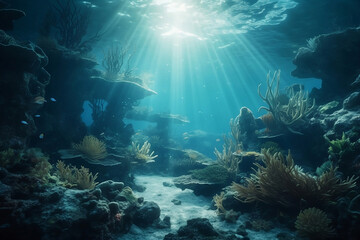 Fototapeta na wymiar coral reef and fishes. 