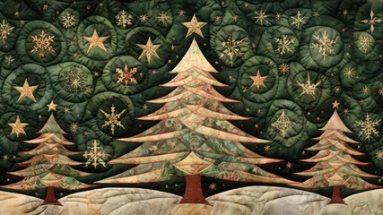 Fotobehang Needlework Quilted Christmas design created with Generative AI technology © Laughing Cat