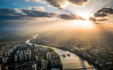 rainbow, road over the city
