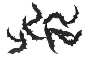 Paper bats for Halloween party on white background