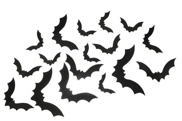 Paper bats for Halloween party on white background